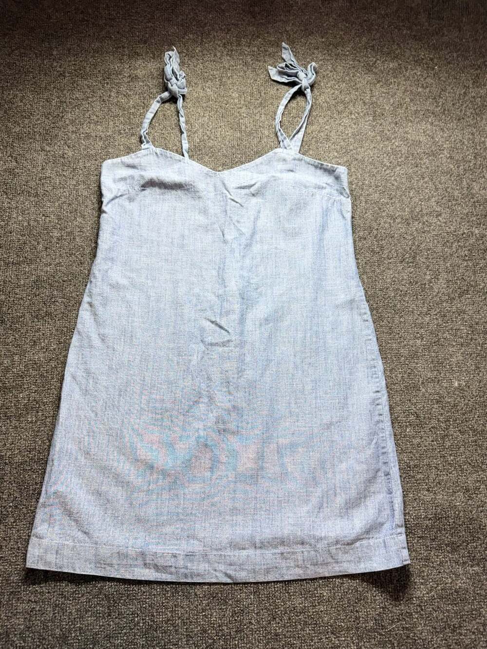 J. Crew Shoulder Tie Chambray Mini Dress Size M Blue